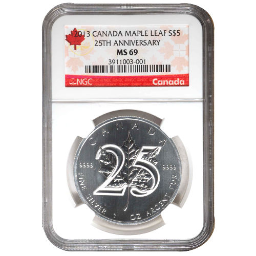 Buy 2013 25th Anniversary Silver Maple Leafs - MS69 l JM Bullion™