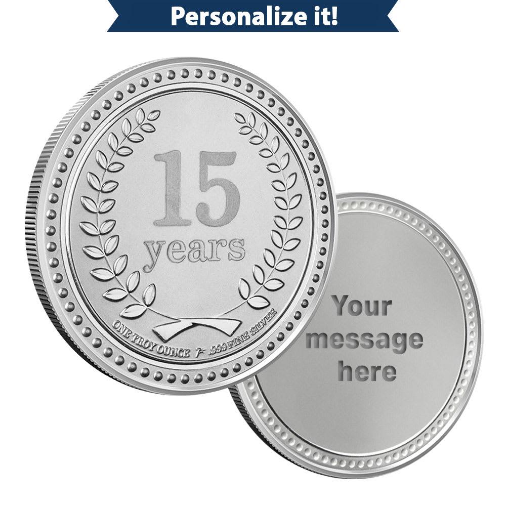 1 oz Silver Engravable 15 Years of Service Round l JM Bullion™