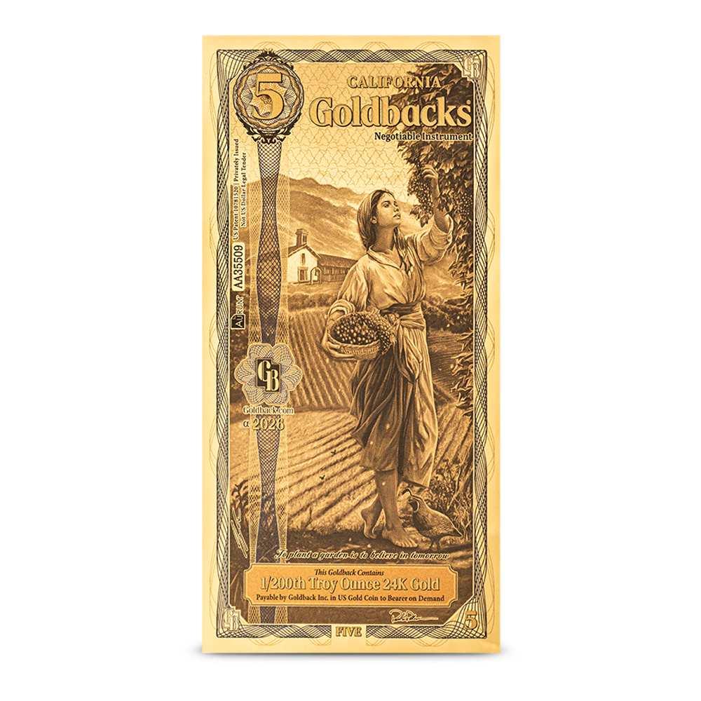 5 California Goldback Gold Notes (New) l JM Bullion™