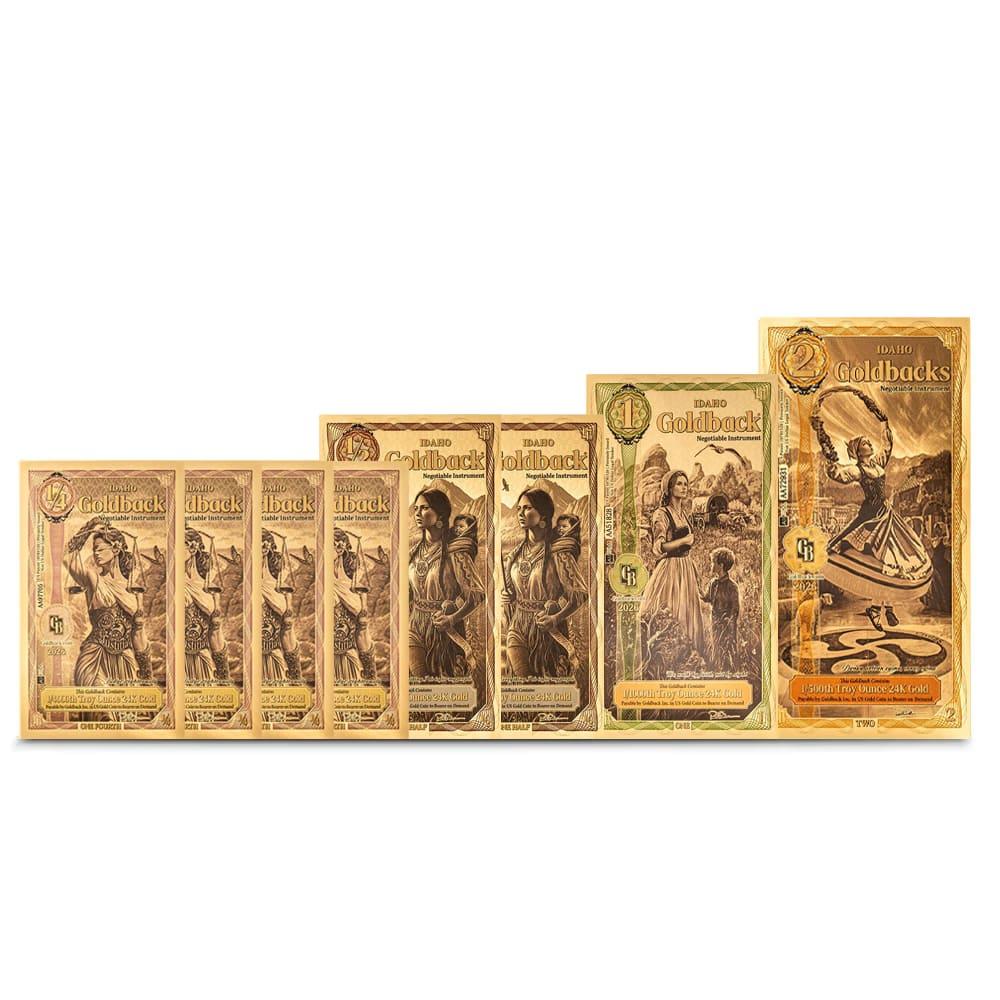 8 Piece Idaho Goldback Gold Note Set (5 Goldback FV, New) l JM