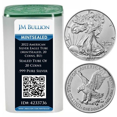 2022 American Silver Eagle Tube (MintSealed, 20 Coins, BU) l JM Bullion™