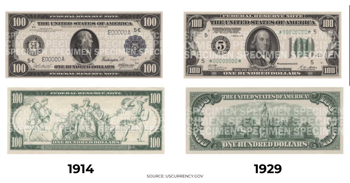 Federal Reserve Note designs (1914-1990)